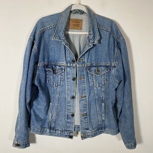 VINTAGE Levis Trucker Jacket Mens Large 70504-0289 Made USA Denim‎ Orange Label